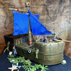 Picture of print of “Sea Ghost” Modular tabletop ship from the Dnd book “Ghosts of Saltmarsh”
