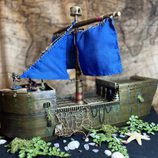 Picture of print of “Sea Ghost” Modular tabletop ship from the Dnd book “Ghosts of Saltmarsh”