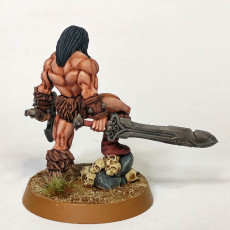 Picture of print of (0017) Male human half-orc barbarian with swords and axes