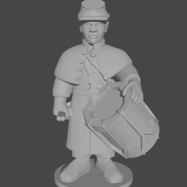 $3.4910 & 15mm American Civil War Drummers in Greatcoats, Idle Pose 1