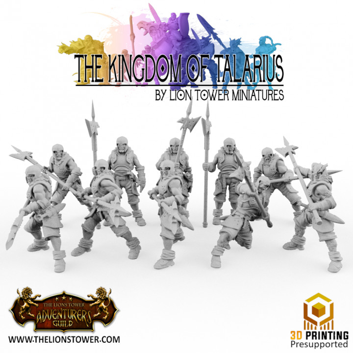 Kingdom of Talarius - Light Infantry Halberdiers (x10) - 32mm Presupported's Cover
