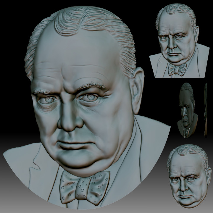 $5.00Sir Winston Churchill portait - Bas-relief for CNC router or 3D printer