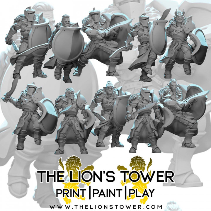 Kingdom of Talarius - Kingsguard Shieldguard (Set of 12 x 32mm scale presupported miniatures)'s Cover