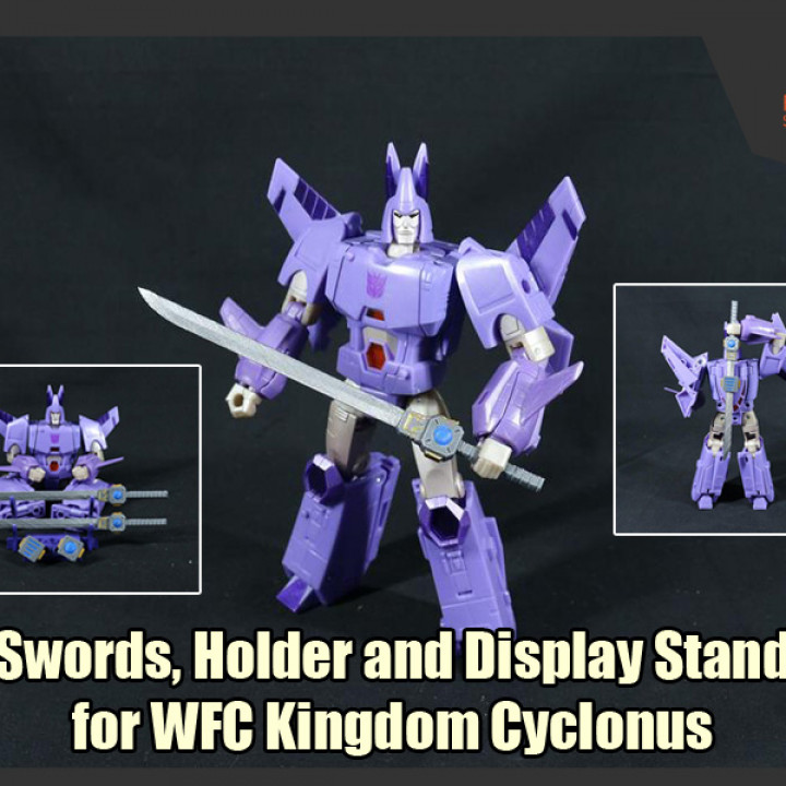 Swords, Holder and Stand for Transformers WFC Kingdom Cyclonus