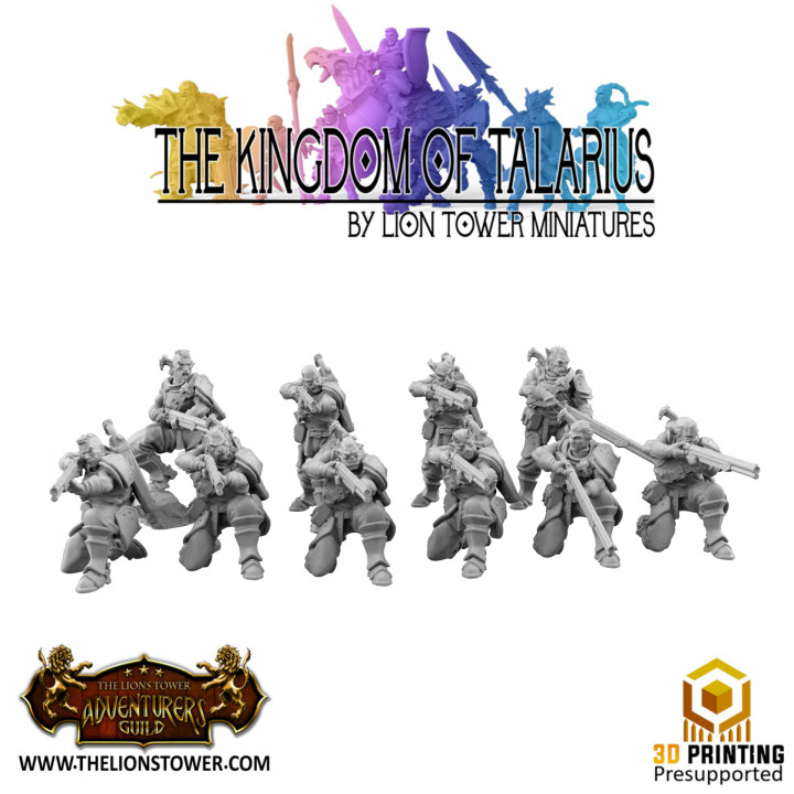 Kingdom of Talarius - Kingsguard Riflemen (Unit of 10 minis) - 32mm presupported's Cover