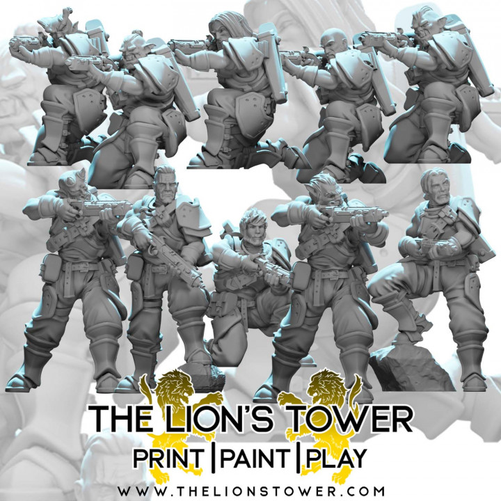 Kingdom of Talarius - Kingsguard Gunners (Set of 10 x 32mm scale presupported miniatures)'s Cover