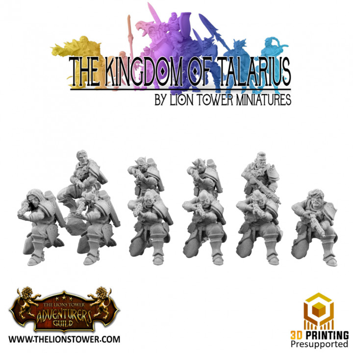 Kingdom of Talarius - Kingsguard Gunners (Unit of 10 minis) - 32mm presupported's Cover