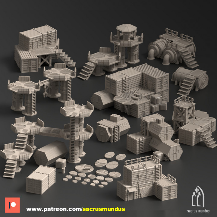 $17.95Kyhlden. Hive City Docks. 3D Printing Designs Bundle. Futuristic / Containers / Platforms / Scifi Buildings. Terrain and Scenery for Wargames