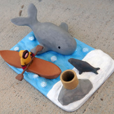 Picture of print of Kayak and whale pen holder