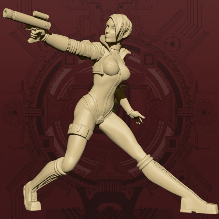 3D Printable Cyberpunk Catgirl - Crouch Pose by Studio Sol Union