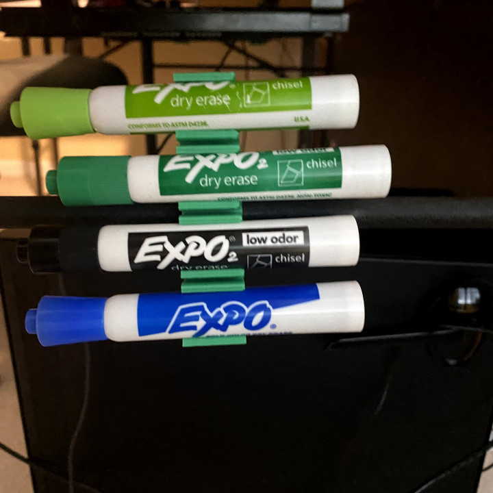 Over Engineered Magnetic Dry Erase (expo) Marker Holder (works on flat AND  curved surfaces) by codysechelski, Download free STL model