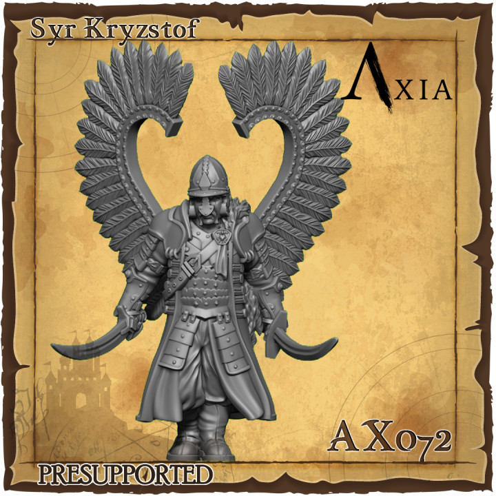 $5.00Heresylab - AX072 Syn Kryzstof, Winged Hussar advancing with twin sabres Amber Husaria