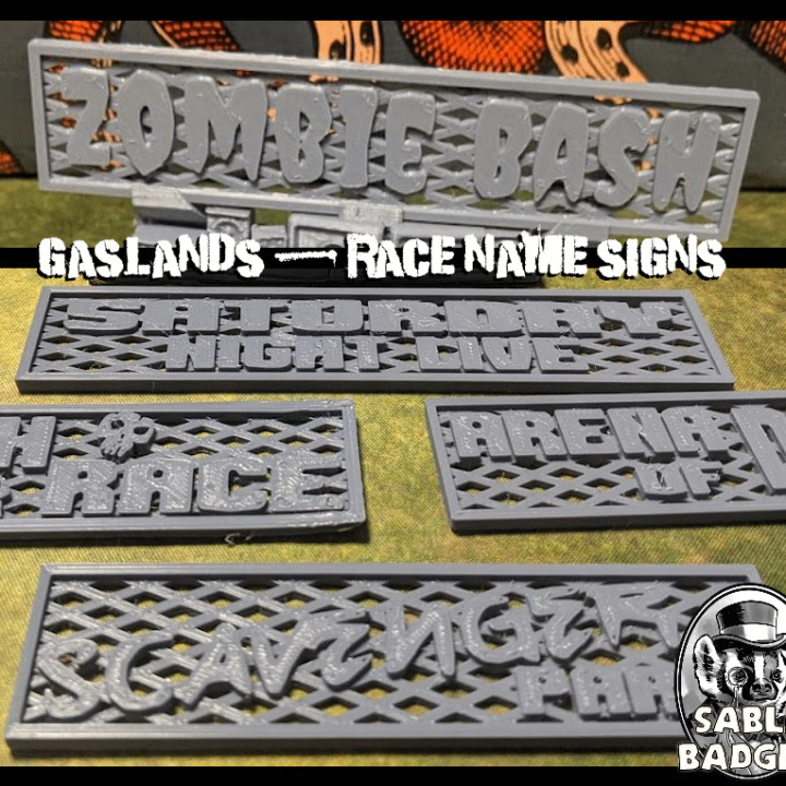 Gaslands - Race Name Signs for Gaslands Gates.