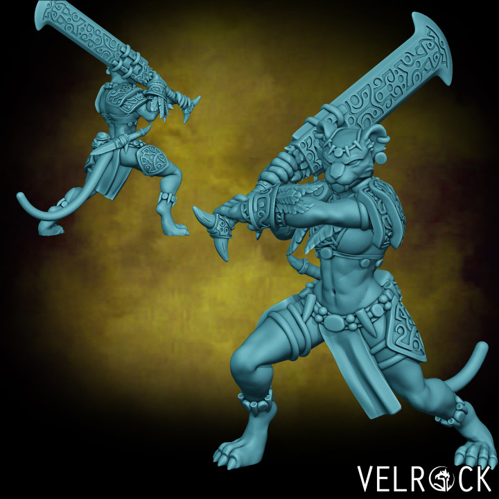 $4.00Female Leonin Warrior with Greatsword (PRESUPPORTED)