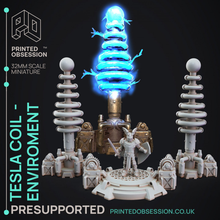 3D Printable Tesla Coil - Enviroment/Scatter Terain - PRESUPPORTED - 32mm  Scale by Printed Obsession