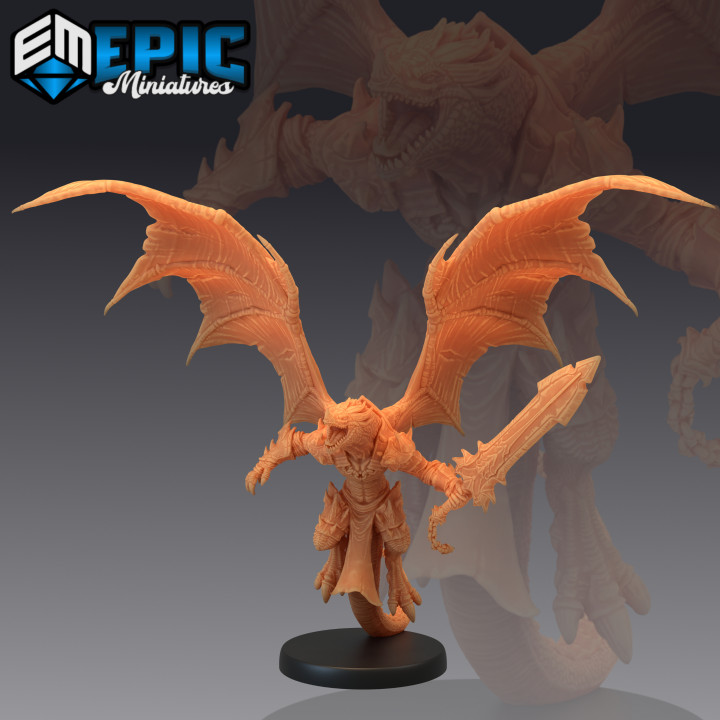 $3.90Flying Dragonborn Sword / Winged Half Dragon Warrior / Draconic Player Character