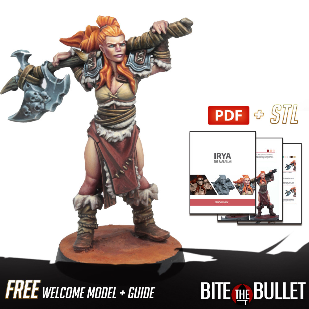 Image of BTB Free - Tribes Welcome Model + Painting Guide (Irya, the Barbarian)