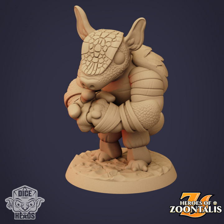 Printable Armadillo Monk (pre-supported by Dice Heads