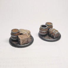 Picture of print of Objective Markers - Box, Bag and Barrel for Fantasy games.