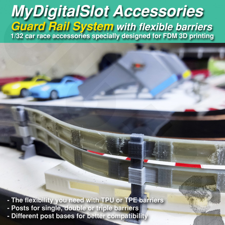 3D Printable MyDigitalSlot GuardRails, 3D printed DIY accessories for your  1/32 Slot Car Racing Game by Dlb Five
