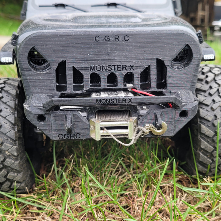 $7.50CGRC Monster X Front Winch Bumper and Grill guard for Axial SCX10-3 Jeep JL and JT