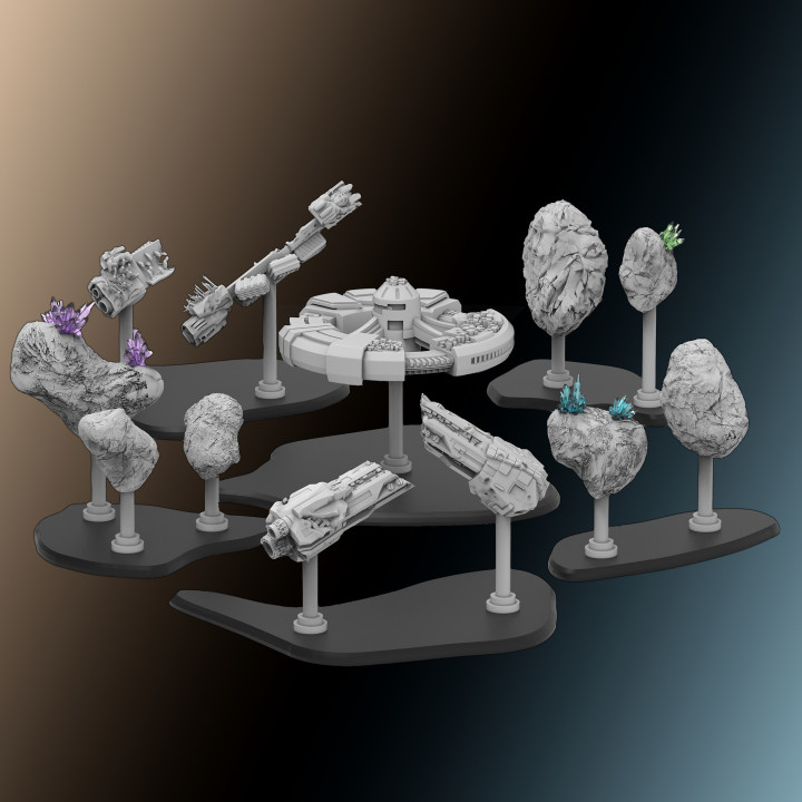 Space Scenery - Obstacles/Terrain suitable for Star Wars: Armada (Pre-supported)'s Cover