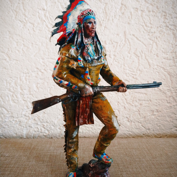 Indian Chief with rifle-Native American