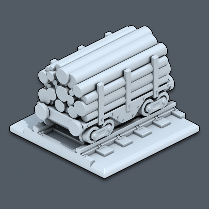 $3.99Flat Car With Logs - Trains & Rails World - STL files for 3D printing