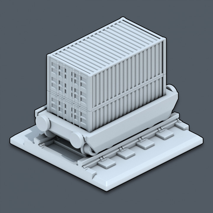 Well Car With Containers - Trains & Rails World - STL files for 3D printing's Cover
