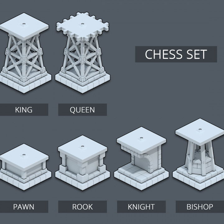 Chess Set Pedestals - Trains & Rails World - STL files for 3D printing's Cover