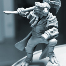 Picture of print of Male Dragonfolk Engineer with Mechanical Hammer (PRESUPPORTED)