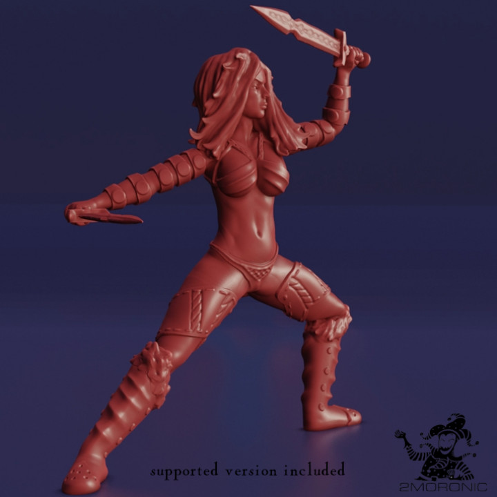 $4.00Barbarian Sword-dancer – Medium Female Human (1 inch/25 mm base size, 1.25 inch/32 mm height miniature)