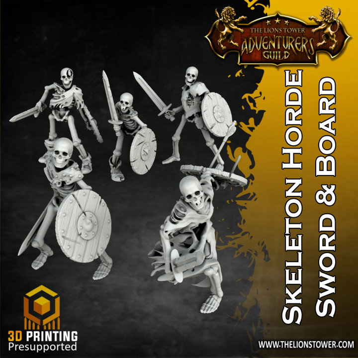 $10.00Skeleton Horde - Sword and Shield (5 x presupported 32mm Models)