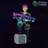 Cyberpunk sci-fi tabletop miniature. Soldier female with gun image