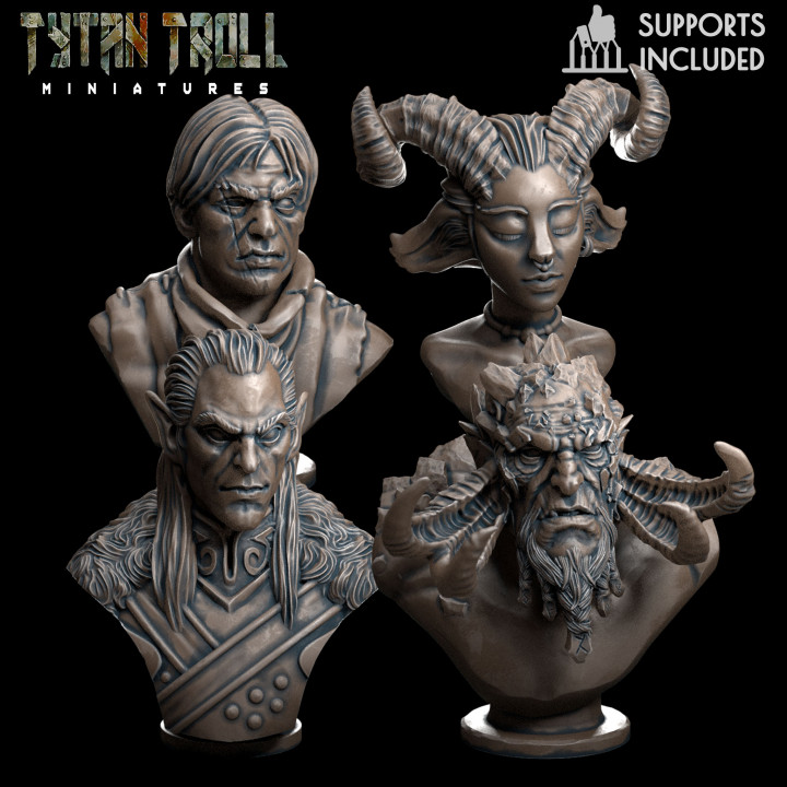 3d Printable Bust Bundle 01 Pre Supported By Tytantroll Miniatures