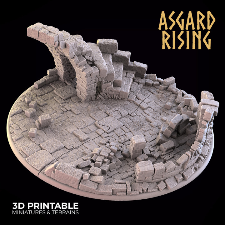 130mm Scenic Ancient Temple Ruin Bases Style Bases 2 Styles 3D Printed 