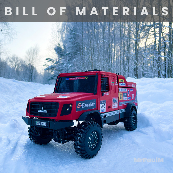 RC truck MAZ SportAuto MK.2 4x4: Bill of materials