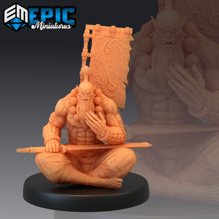 $3.90Orc Blade Master Monk Meditating / Green Skin Army Warrior General / Classic Creature