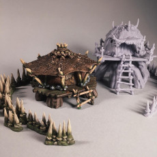 Picture of print of ORCS SWAMP VILLAGE - HUTS ON STUMPS