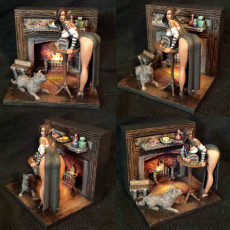 Picture of print of LegendGames FREE Fireplace fire-box both lit and unlit versions