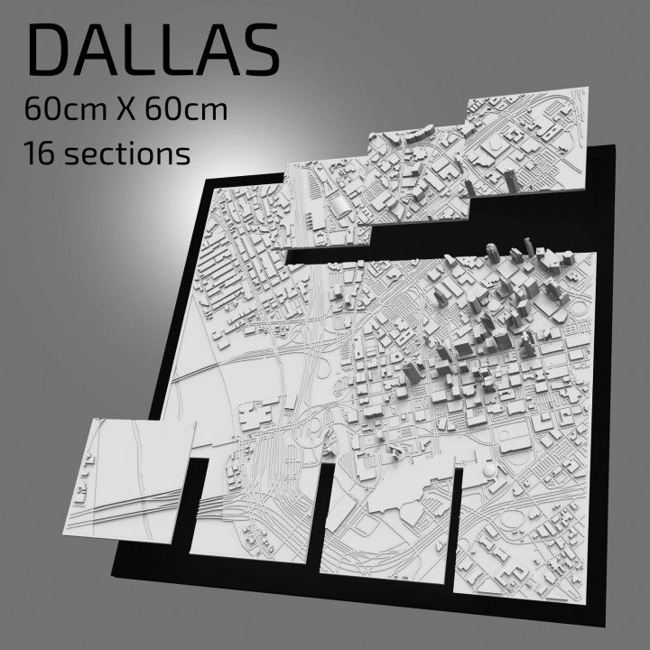 $17.003D Dallas | Digital Files | 3D STL File | Dallas 3D Map | 3D City Art | 3D Printed Landmark | Model of Dallas Skyline | Art