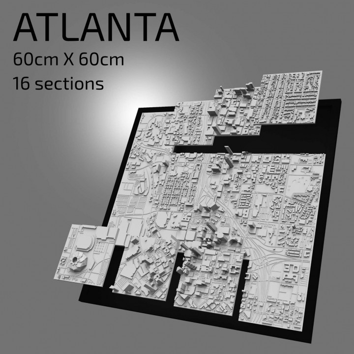 $17.003D Atlanta | Digital Files | 3D STL File | Atlanta 3D Map | 3D City Art | 3D Printed Landmark | Model of Atlanta Skyline | 3D Art