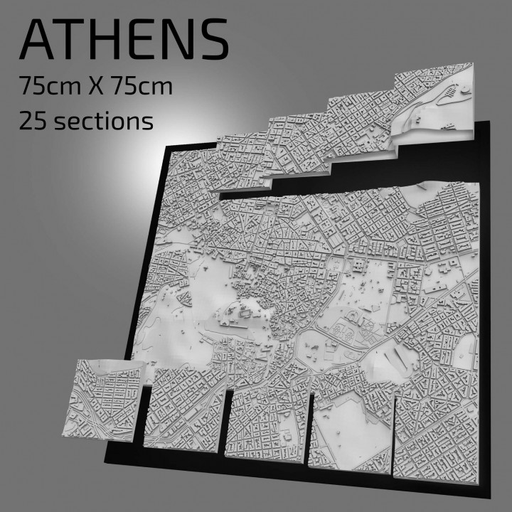 $17.003D Athens | Digital Files | 3D STL File | Athens 3D Map | 3D City Art | 3D Printed Landmark | Model of Athens Skyline | 3D Art
