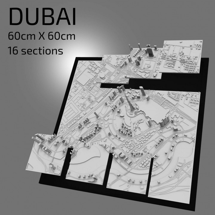 $14.993D Dubai | Digital Files | 3D STL File | Dubai 3D Map | 3D City Art | 3D Printed Landmark | Model of Dubai Skyline | Art