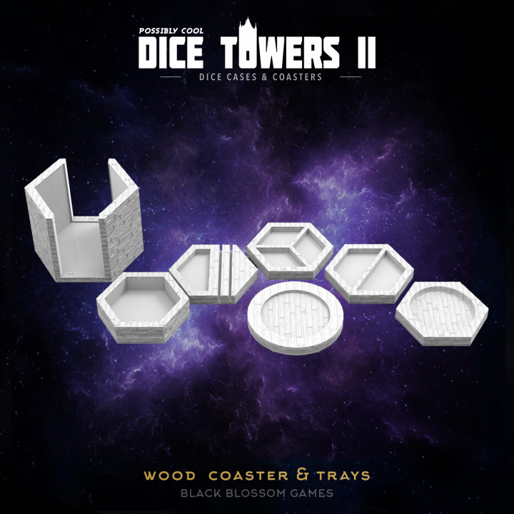 TC06 Wooden Coaster & Trays :: Possibly Cool Dice Tower 2's Cover
