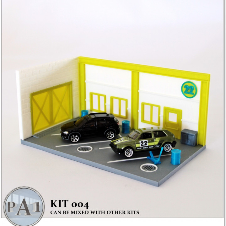3D Printable MINI GARAGE DIORAMA FOR 1/64 SCALE DIECASTS - MODEL
