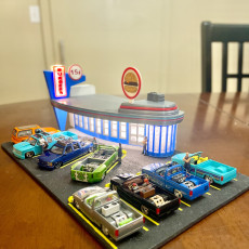 Picture of print of 60'S DRIVE-IN DINER DIORAMA FOR HOT WHEELS / DIECASTS 1:64