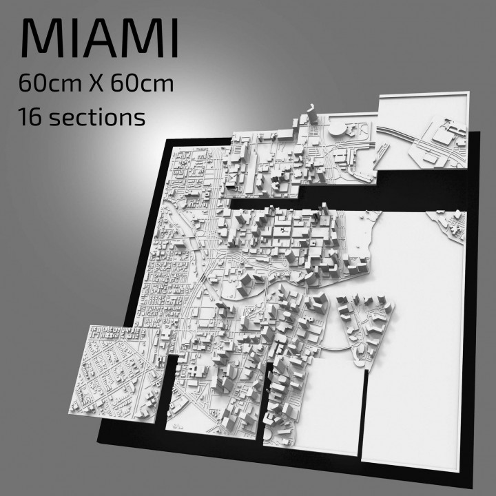 $17.003D Miami | Digital Files | 3D STL File | Miami 3D Map | 3D City Art | 3D Printed Landmark | Model of Miami Skyline | Art