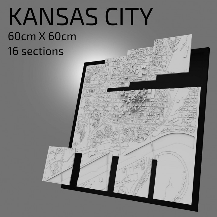 $17.003D Kansas City | Digital Files | 3D STL File | Kansas City 3D Map | 3D City Art | 3D Printed Landmark | Model of Kansas City Skyline | Art
