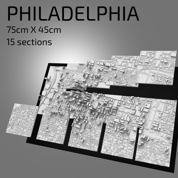 $17.003D Philadelphia | Digital Files | 3D STL File | Philadelphia 3D Map | 3D City Art | 3D Printed Landmark | Model of Philadelphia Skyline |Art